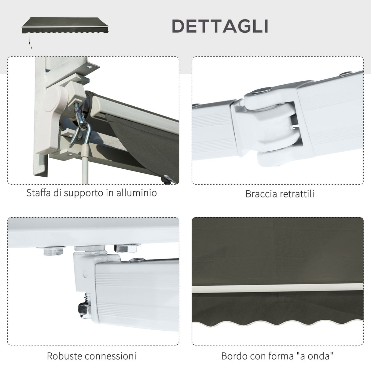 easycomfort easycomfort tenda da sole per esterno a bracci con manovella 3 5x2 5m grigio ean 8055776913520