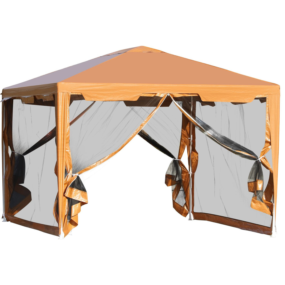 easycomfort easycomfort tenda gazebo da giardino pieghevole con zanzariera in metallo e pe 395x295cm marrone ean 8054144136578