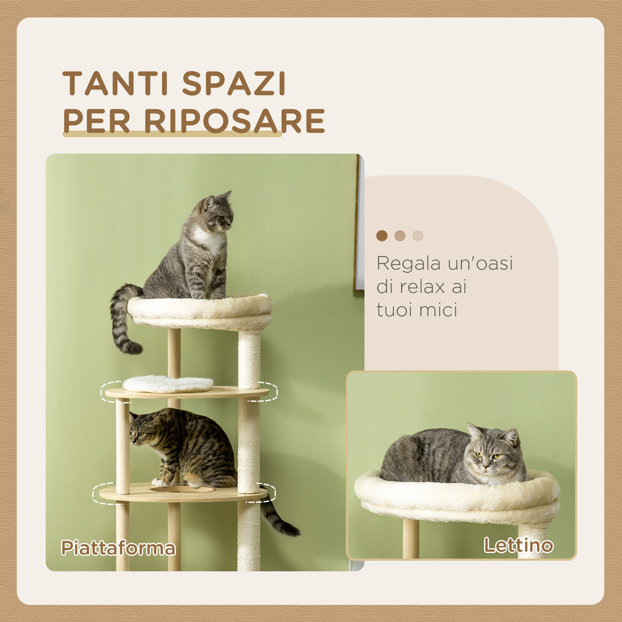 easycomfort easycomfort tiragraffi per gatti in truciolato e legno di pino con lettino e piattaforme 54x123 5 cm
