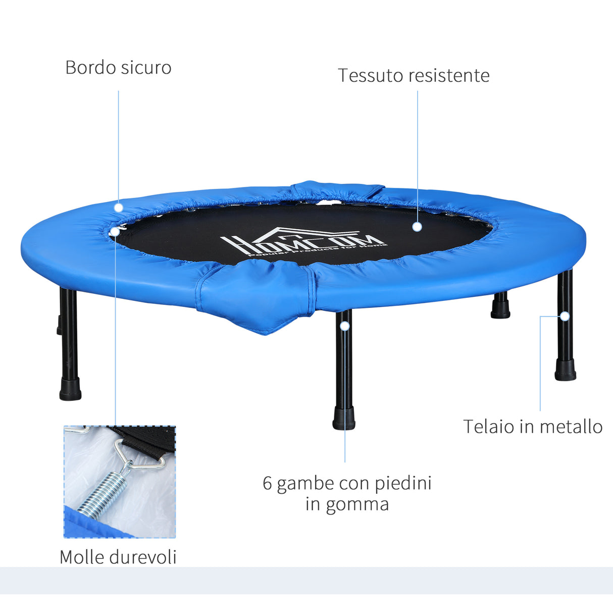 easycomfort easycomfort trampolino elastico fitness pieghevole da giardino 101 5 x 23cm blu e nero