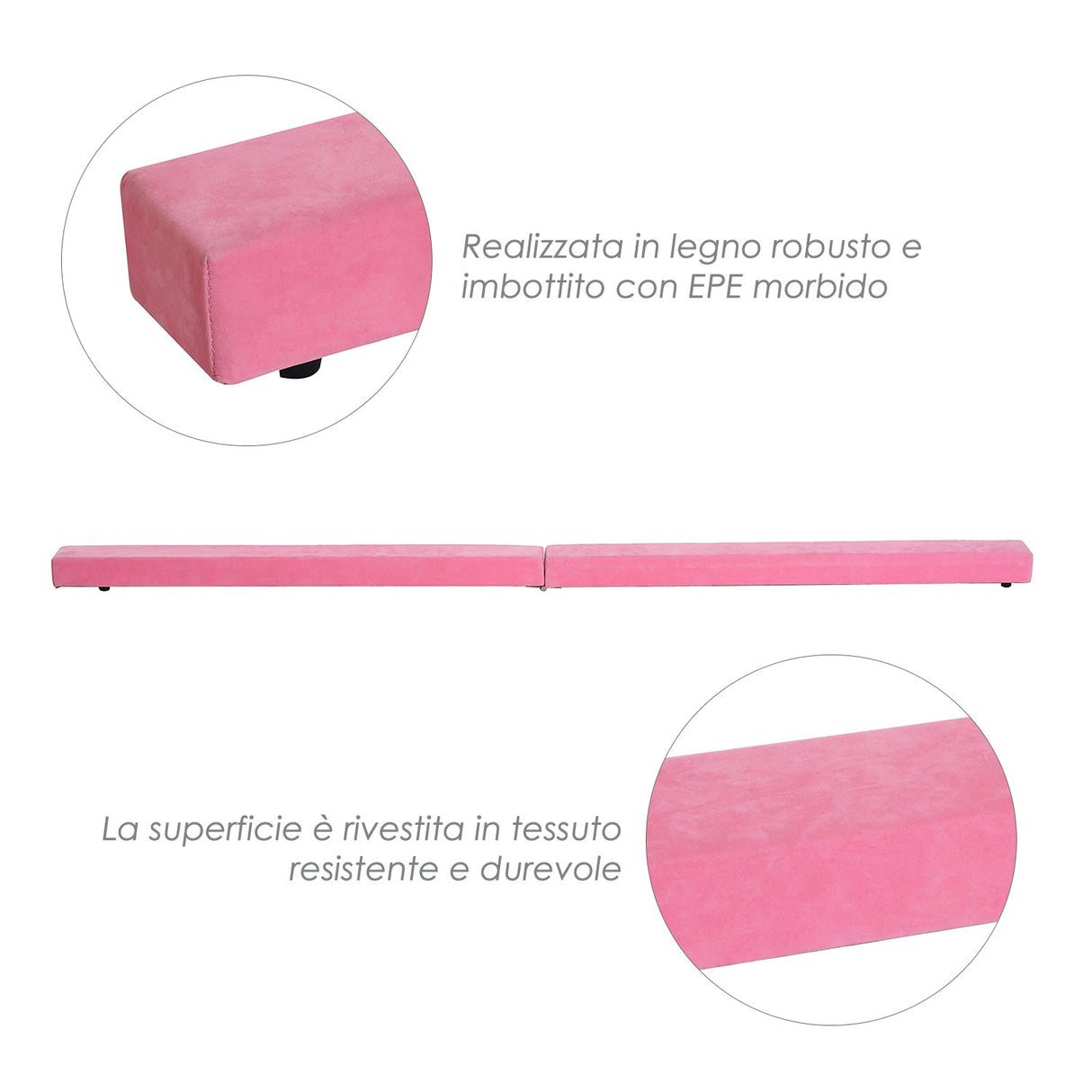 easycomfort easycomfort trave da ginnastica per allenamento imbottita in legno rosa 240x10x6 5cm ean 8054111847513