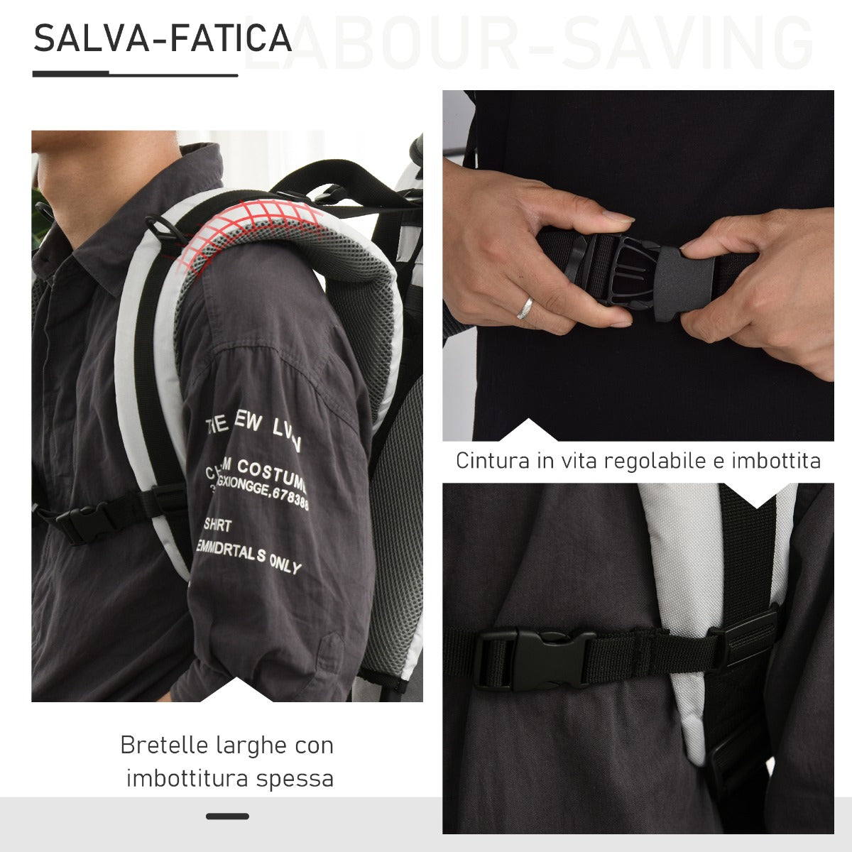 easycomfort easycomfort zaino porta bimbo per trekking pieghevole impermeabile e con tettuccio rimovibile 38x77x87 5cm grigio