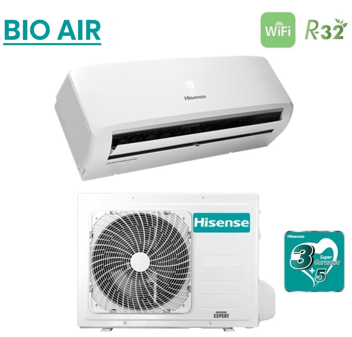 hisense climatizzatore condizionatore hisense inverter serie bio air 12000 btu tdve120ag tdve120aw r 32 wi fi integrato classe aa
