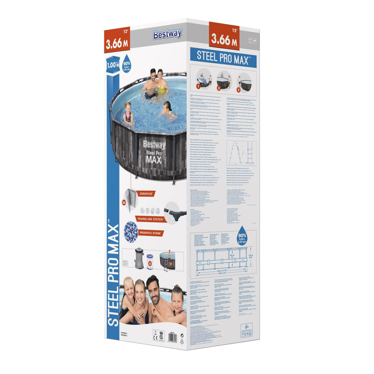 bestway piscina fuori terra bestway 5614x frame pool steel pro max 366x100h scaletta pompa filtrante 9 150 litri