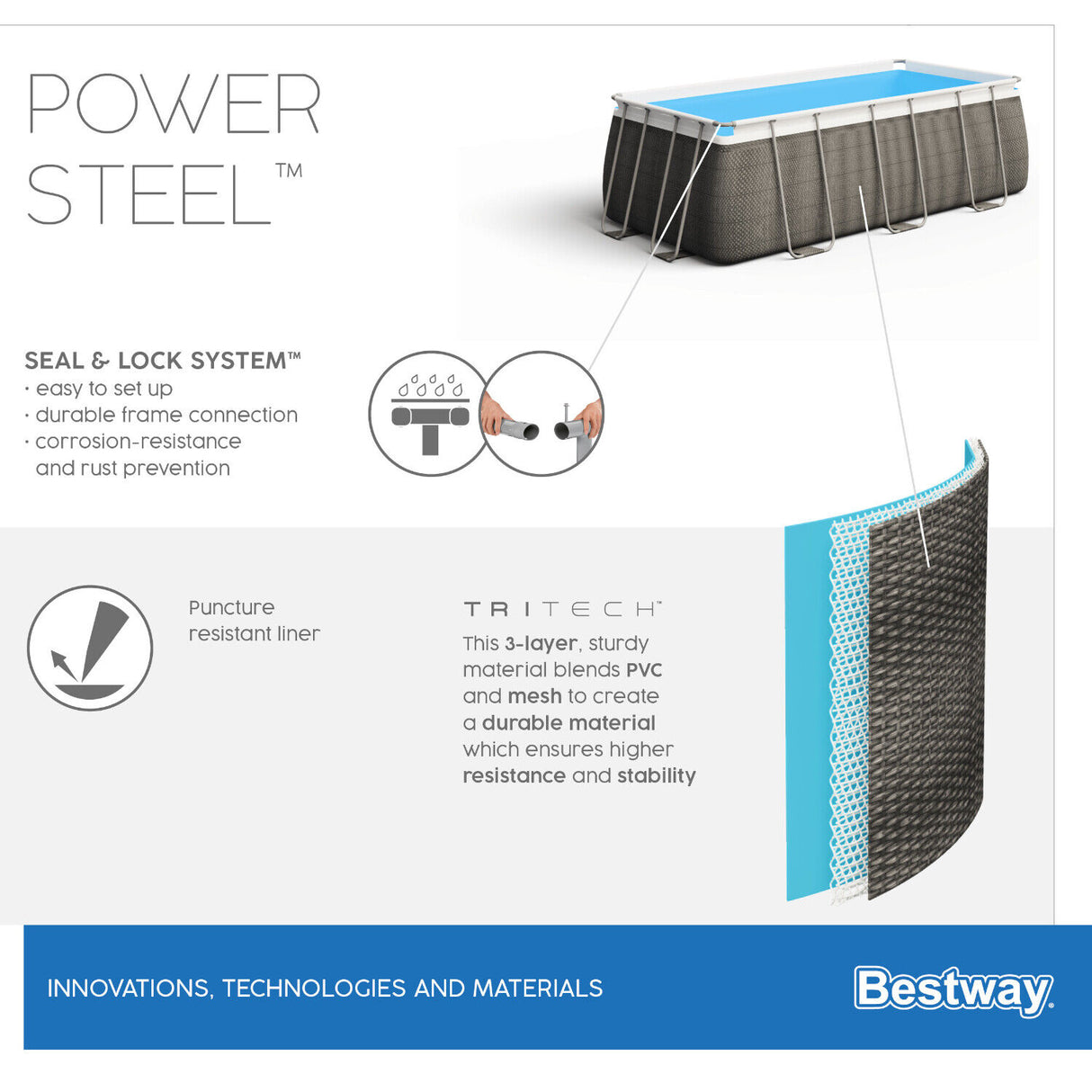 bestway piscina fuori terra bestway 56722 frame pool power steel 412x201x122h scaletta rampa esternapompa filtrante 8 124 litri