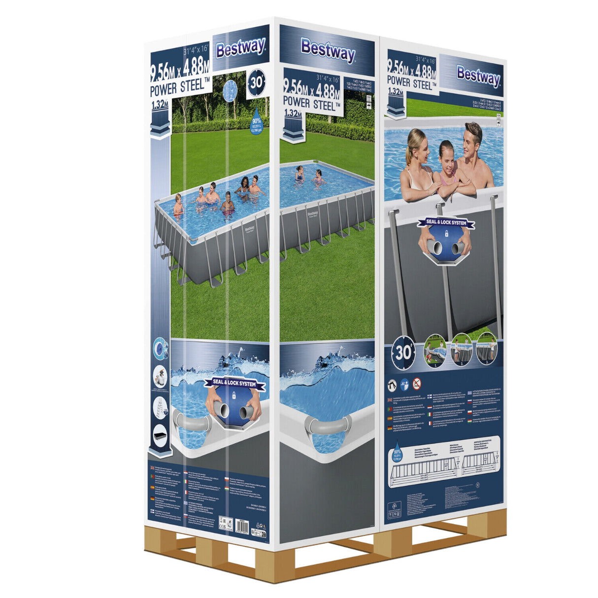 bestway piscina fuori terra bestwey 56623 power steel top di coperturascaletta rampa esternapompa filtrante 956x488x132h 52 231 litri