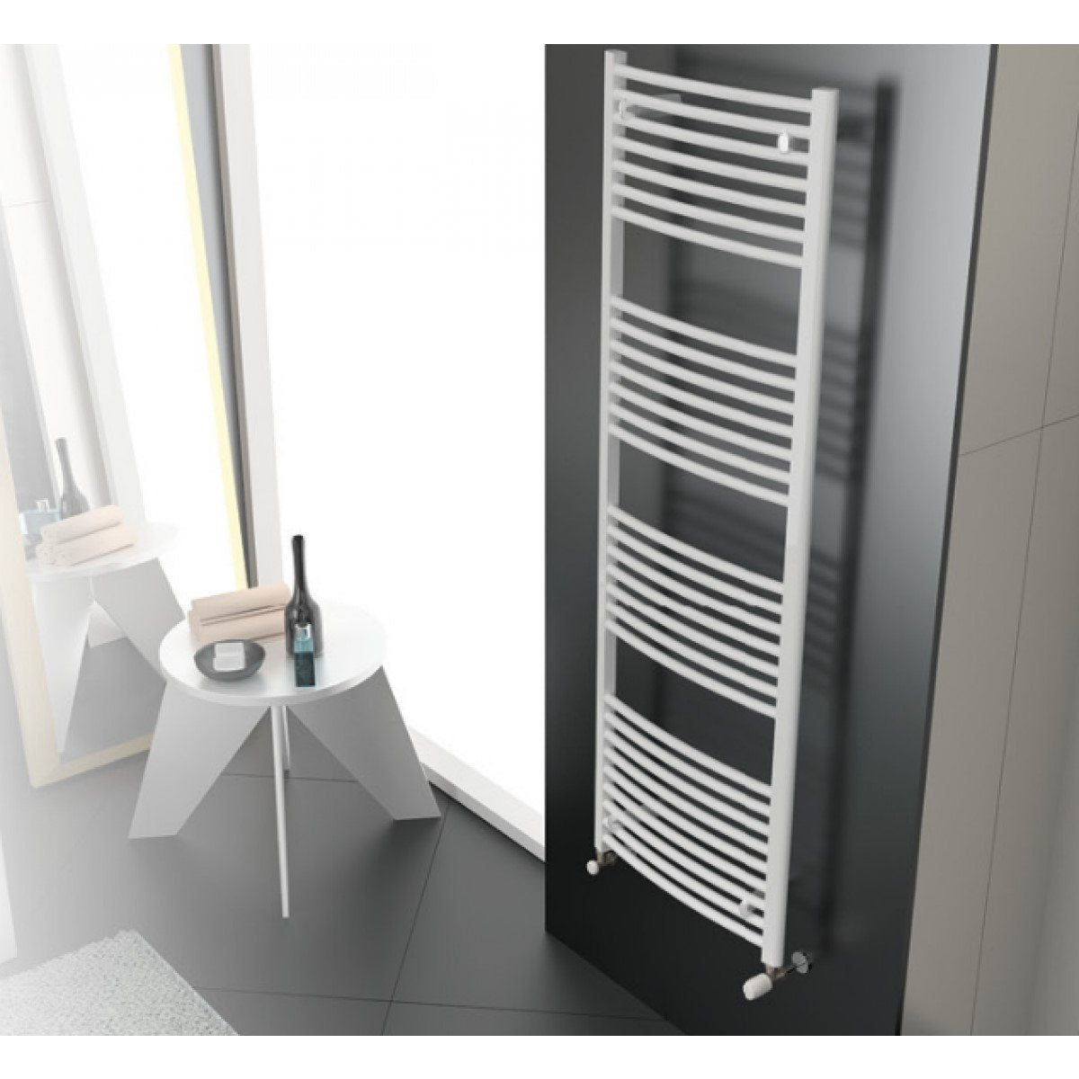 cordivari termoarredo scaldasalviette cordivari modello lisa 22 curvo in acciaio verniciato bianco disponibili in varie misure