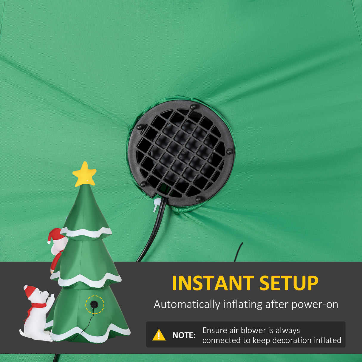 easycomfort easycomfort albero di natale gonfiabile con babbo natale e cagnolino luci led e gonfiatore incluso 112x80x180cm