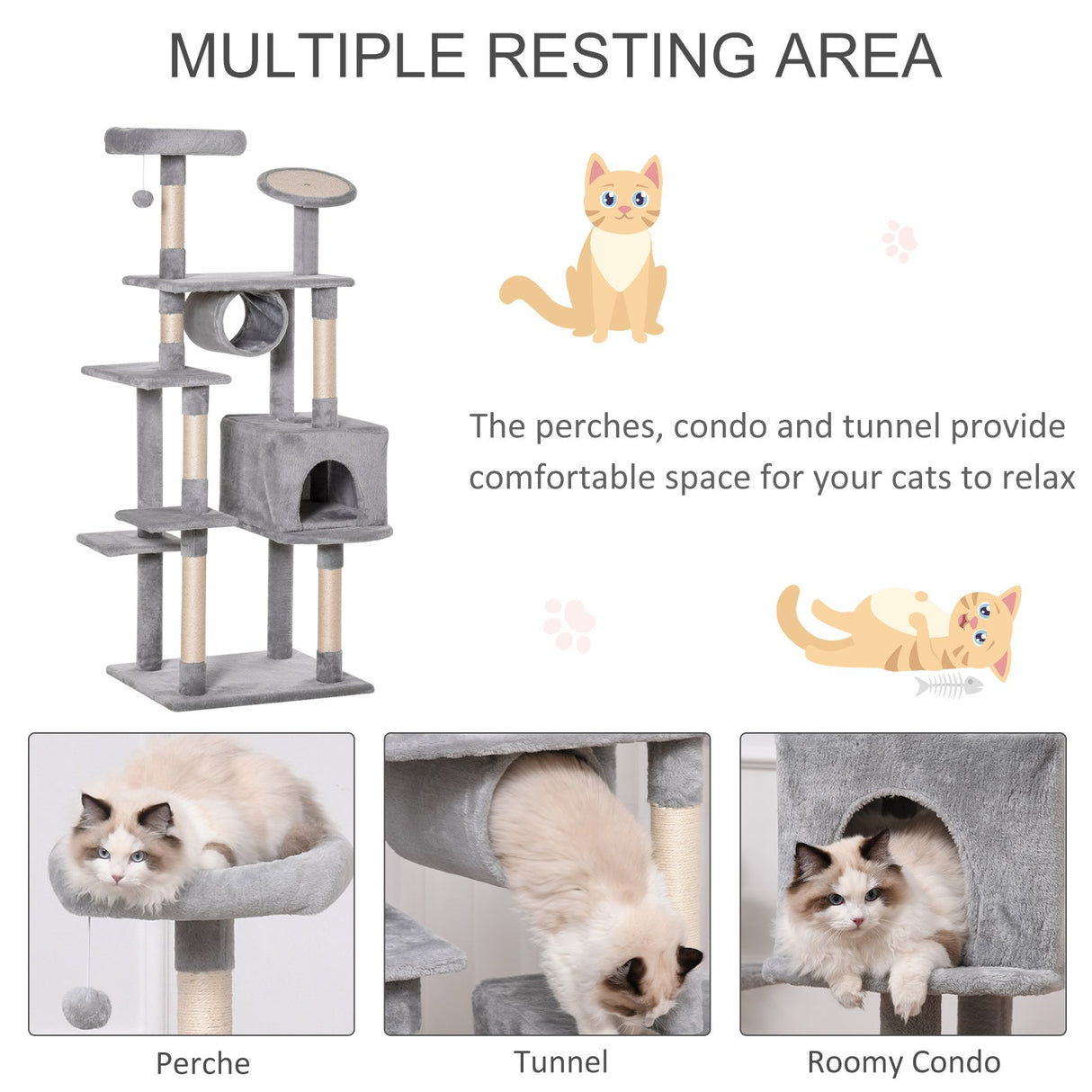 easycomfort easycomfort albero tiragraffi con graffiatoio e trespoli per gattini e gatti adulti di max 4 5kg grigio ean 8054144133966