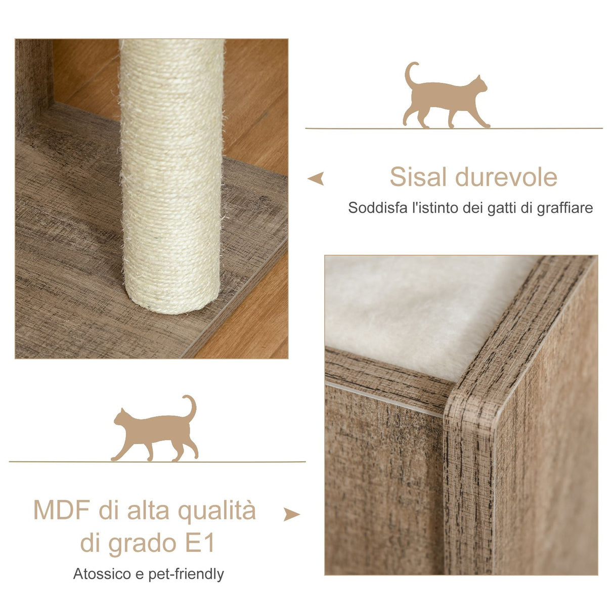 easycomfort easycomfort albero tiragraffi per gatti adulti con cuccia in legno e corda sisal ean 8054144138220