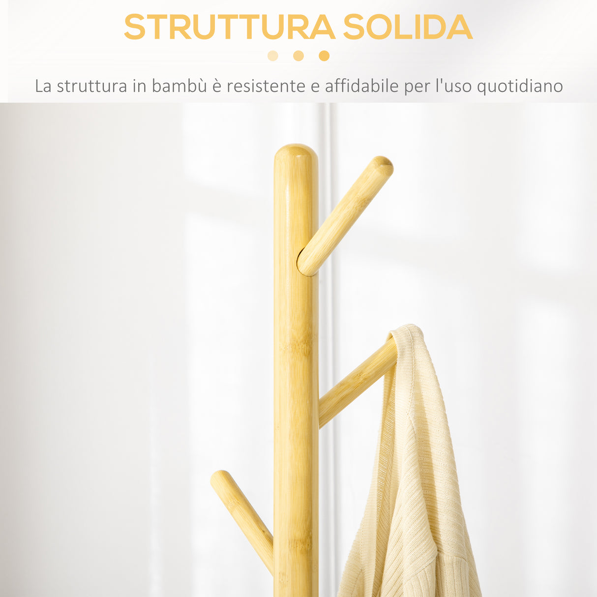 easycomfort easycomfort appendiabiti da terra per ingresso in mdf e bambu con 8 ganci e base rotonda in mdf 37 8x175 6 cm