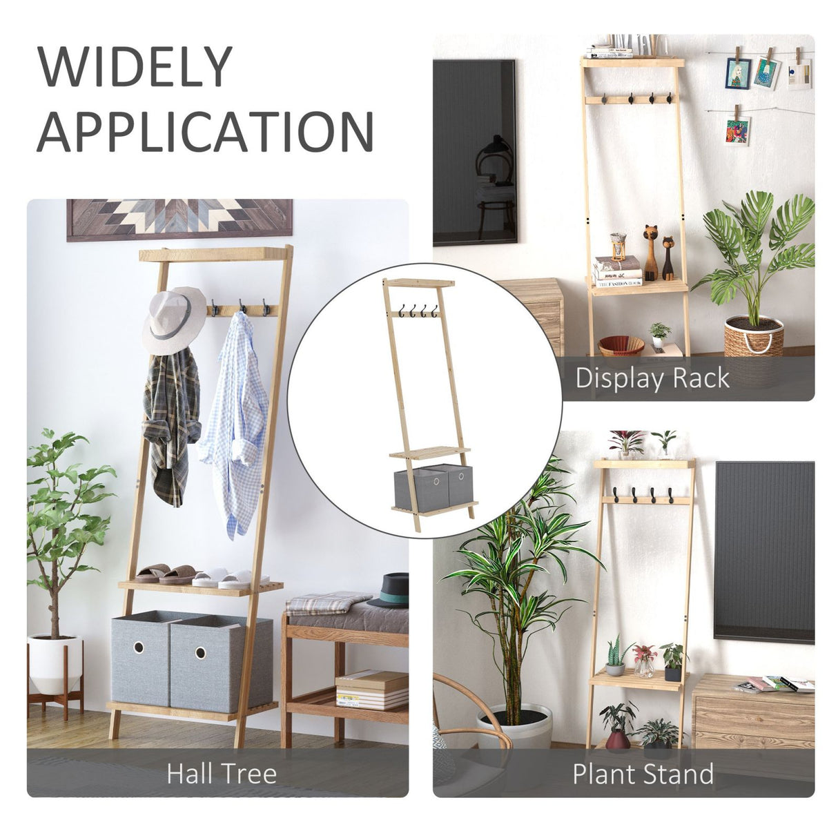 easycomfort easycomfort appendiabiti multifunzione per ingresso e camera da letto legno naturale