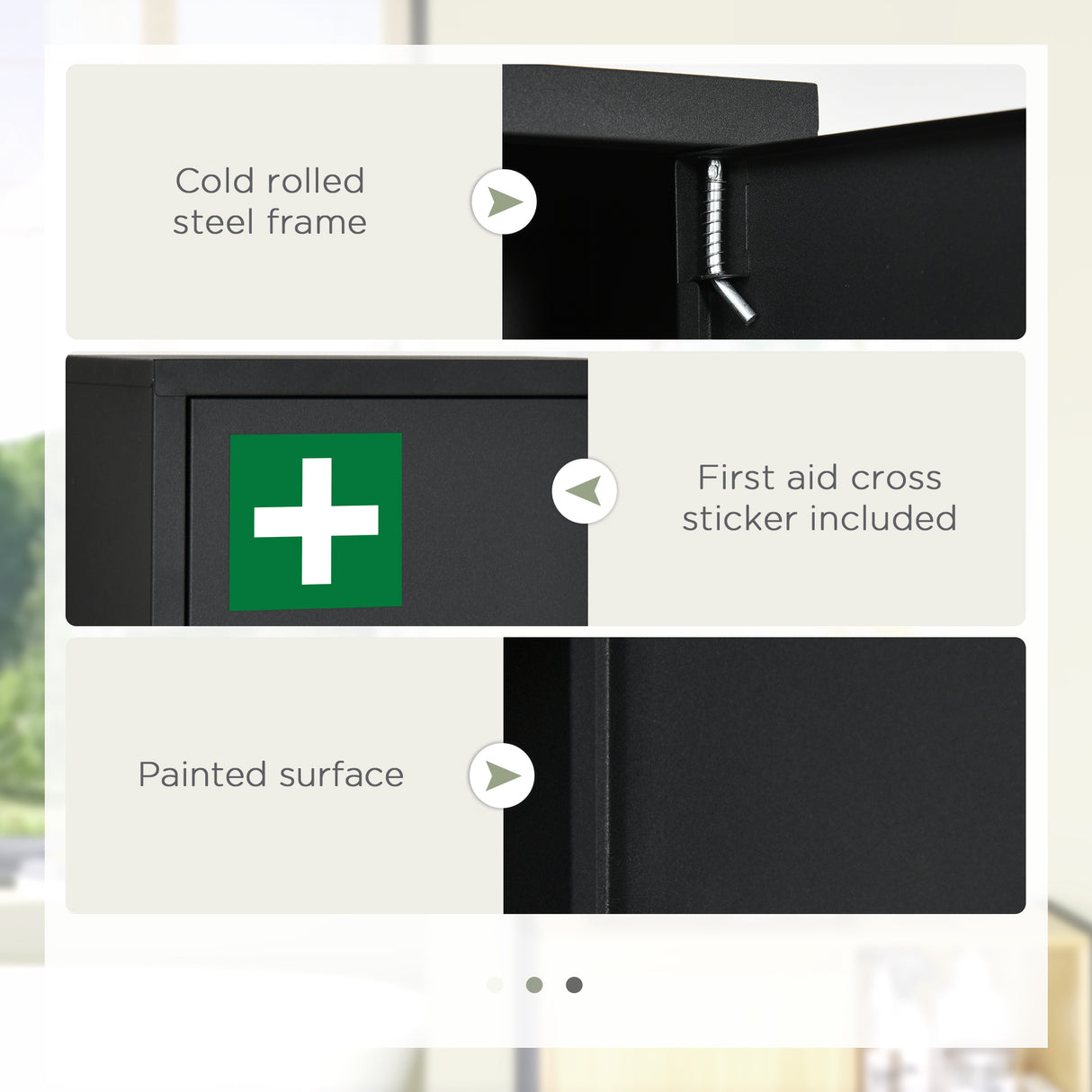 easycomfort easycomfort armadietto medicinali con 3 mensole e blocco con chiavi in acciaio 30x14x46cm nero