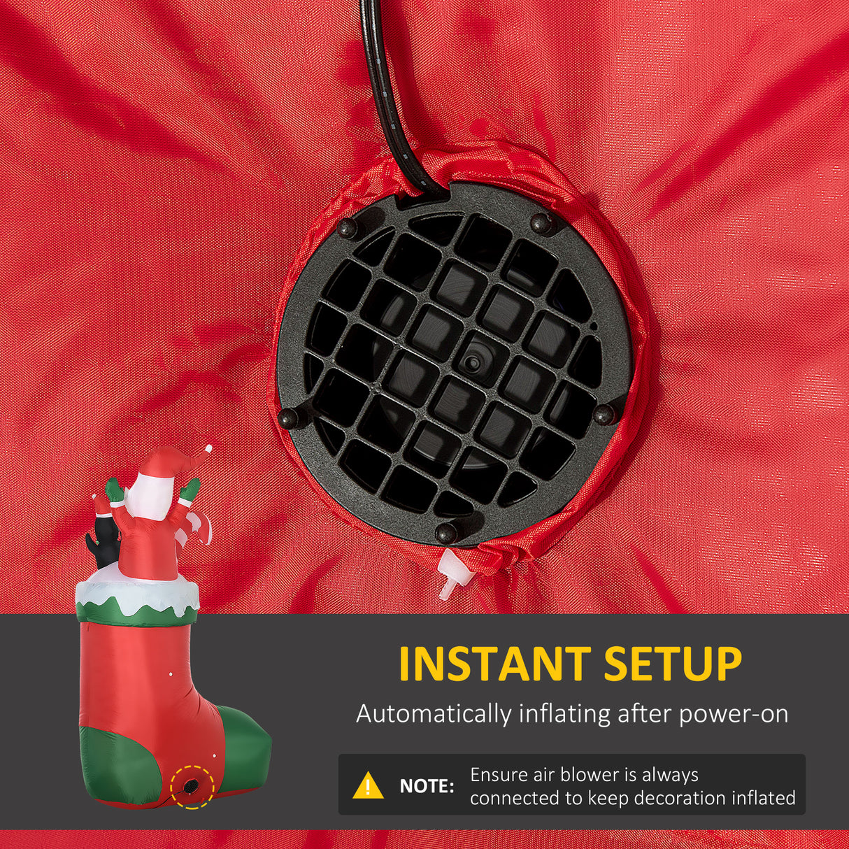 easycomfort easycomfort babbo natale gonfiabile con pinguino e calza natalizia luci led e gonfiatore incluso 90x50x149cm