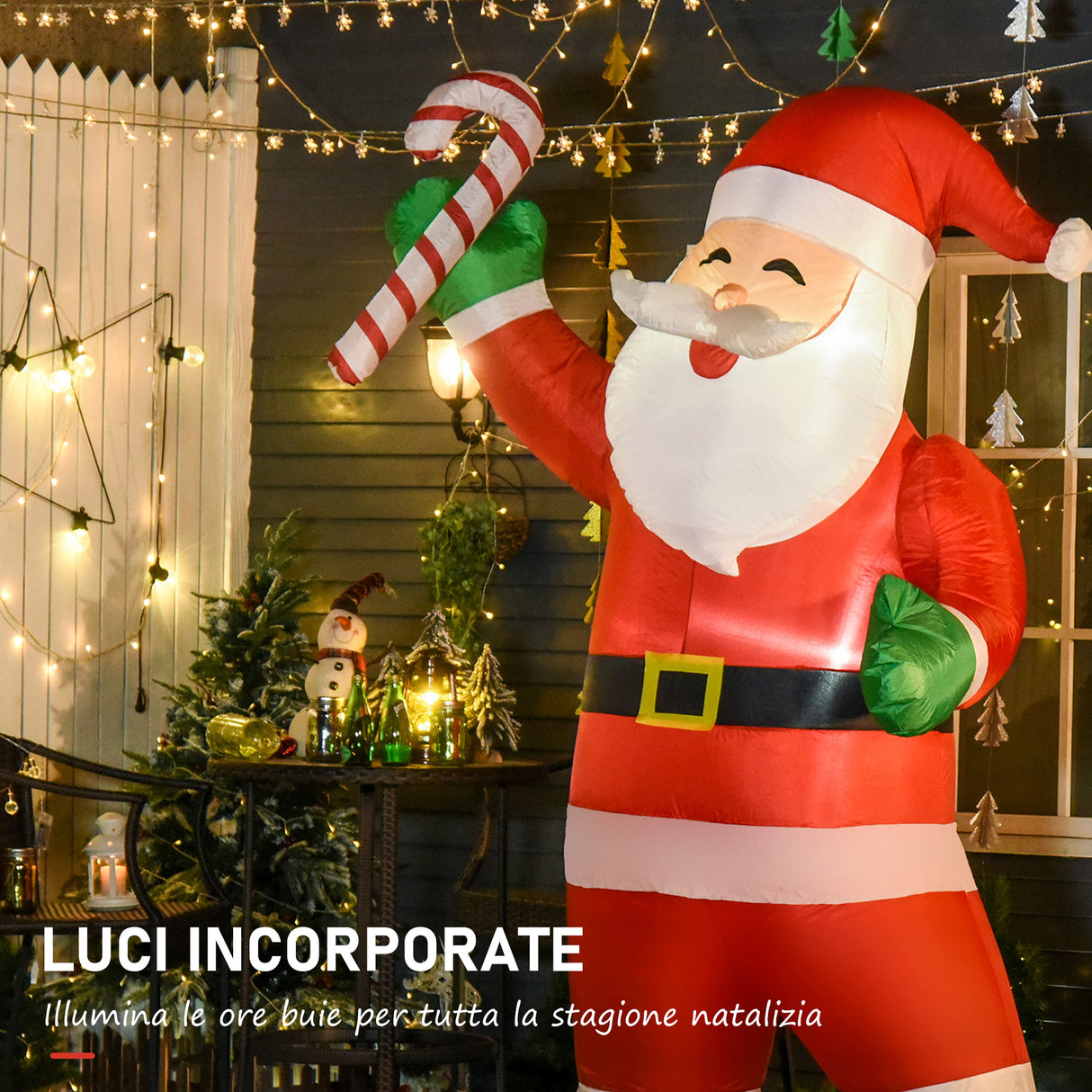 easycomfort easycomfort babbo natale gonfiabile da esterno 243cm addobbi gionfiabili di natale decorazione natalizia con bastoncino di zucchero 2 luci a led impermeabile ip44