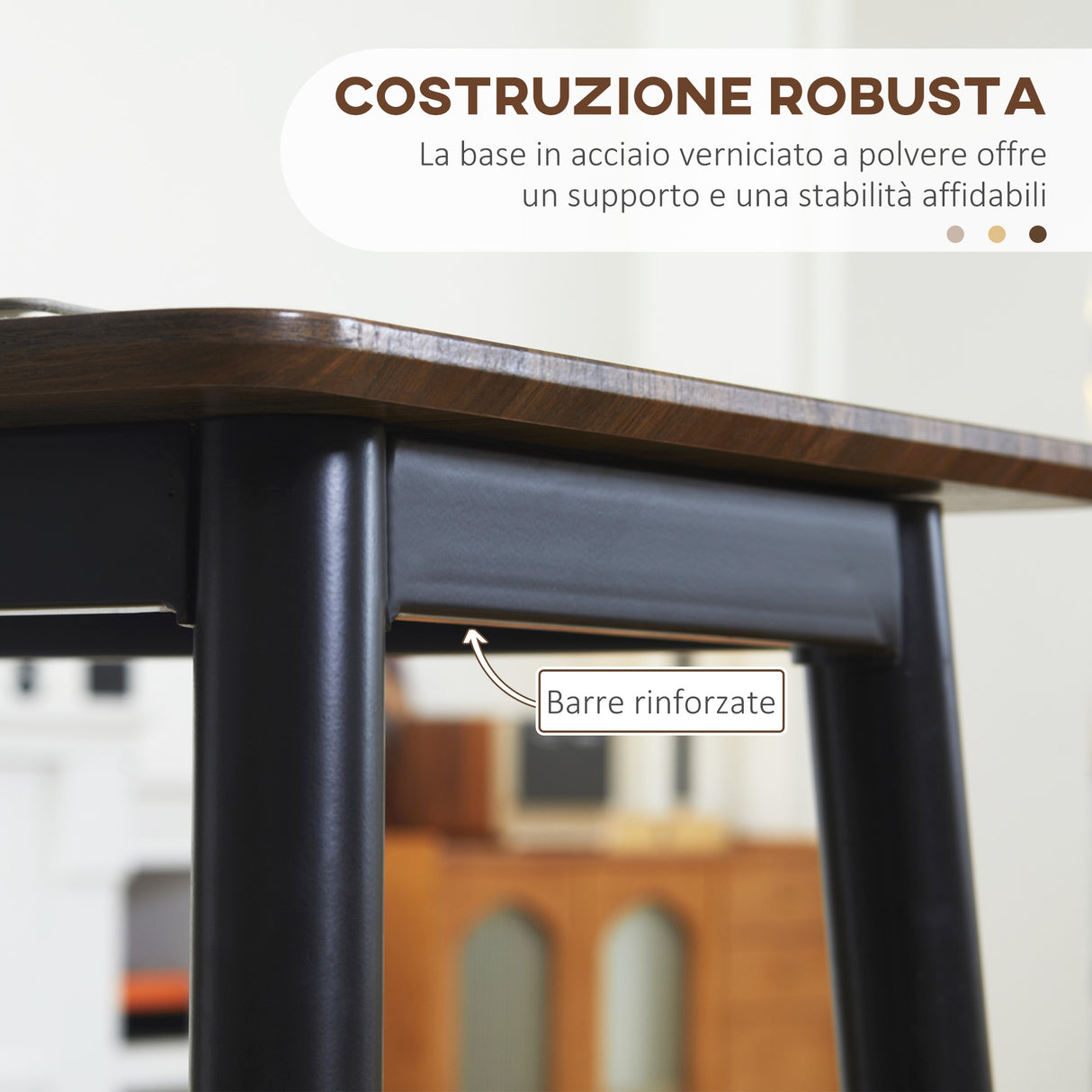 easycomfort easycomfort bancone bar stile industriale per 4 persone in legno e acciaio 118x58x108cm marrone e nero