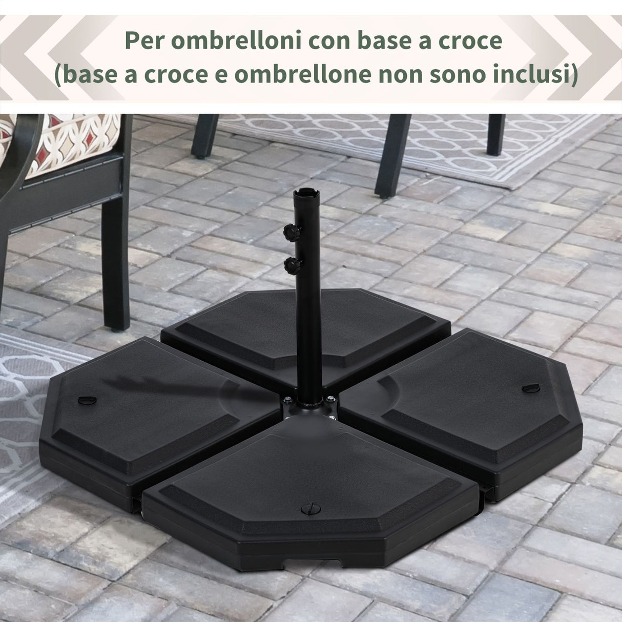 easycomfort easycomfort basamento per ombrellone da giardino con base a croce set 4 mattonelle hdpe impermeabile da riempire 96x96x9cm ean 8054144138305