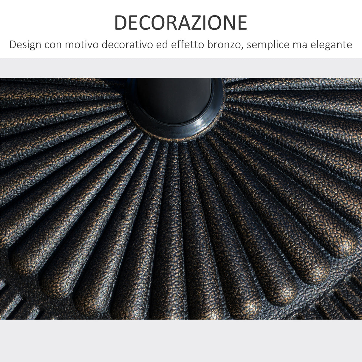 easycomfort easycomfort base per ombrellone rotonda da 14 28kg in resina con decorazione per pali da 38mm e 48mm 44x33cm bronzo