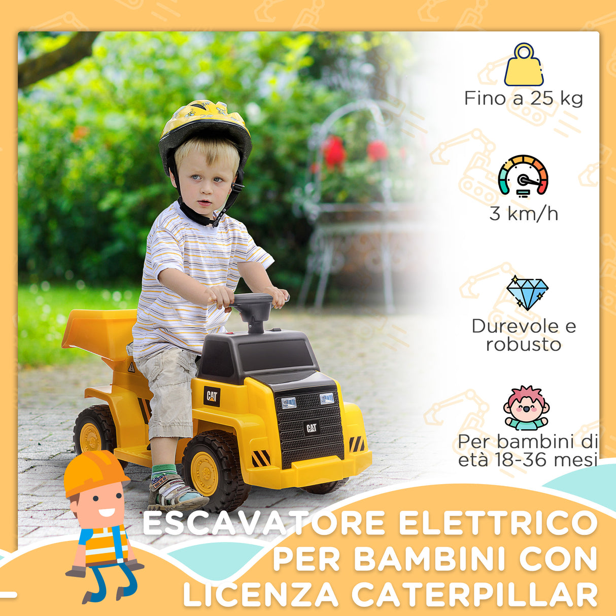 easycomfort easycomfort camion giocattolo elettrico con benna di scarico fari e suoni per bambini 18 36 mesi 74 5x36x43 5 cm