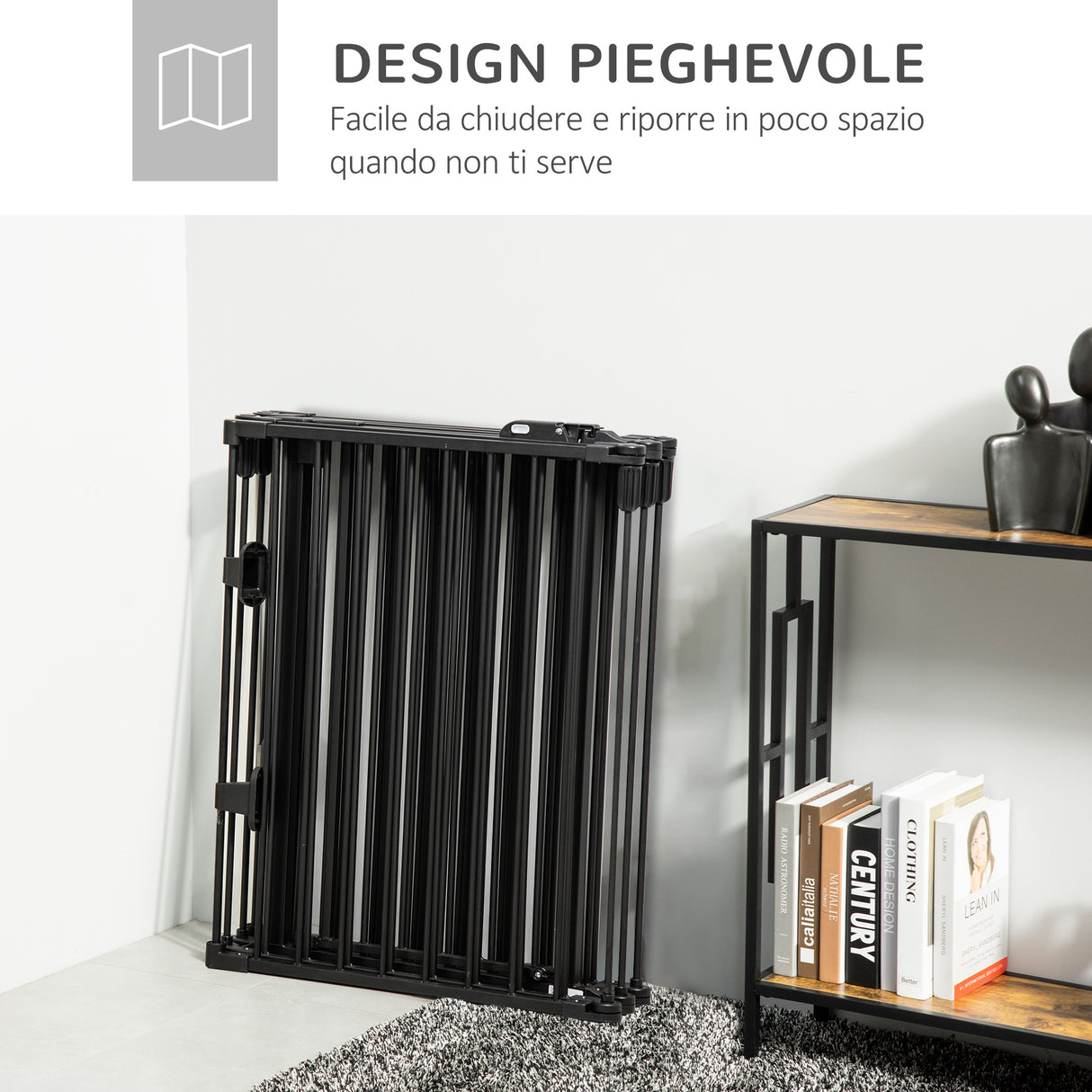 easycomfort easycomfort cancelletto di sicurezza pieghevole 6 sezioni cancellino barriera per cani in acciaio nero