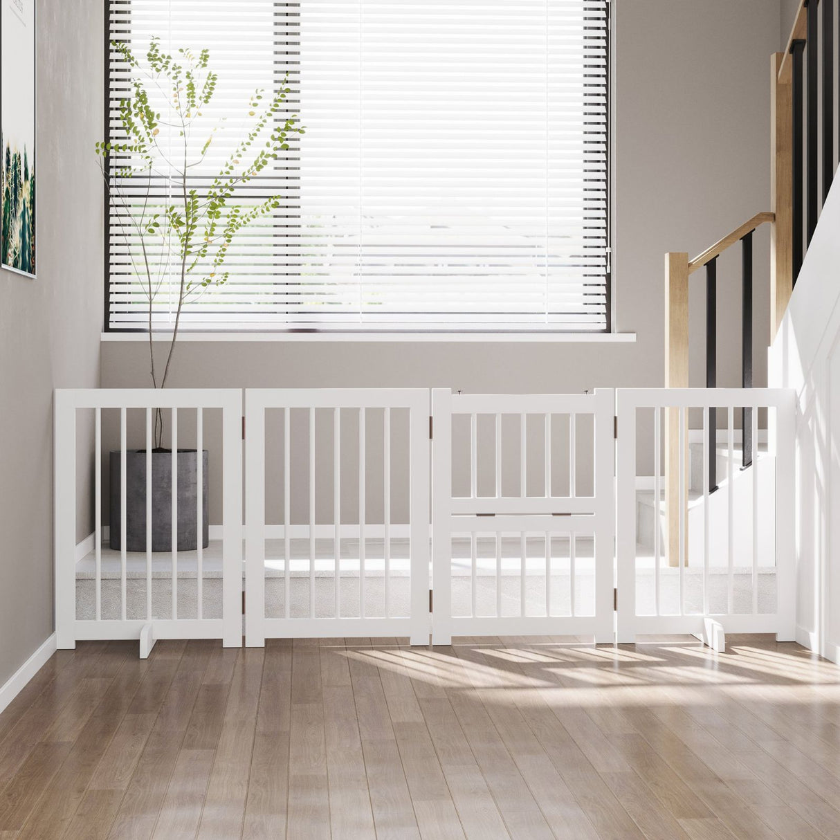 easycomfort easycomfort cancelletto di sicurezza pieghevole per cani e bambini in legno di pino bianco 215x75cm