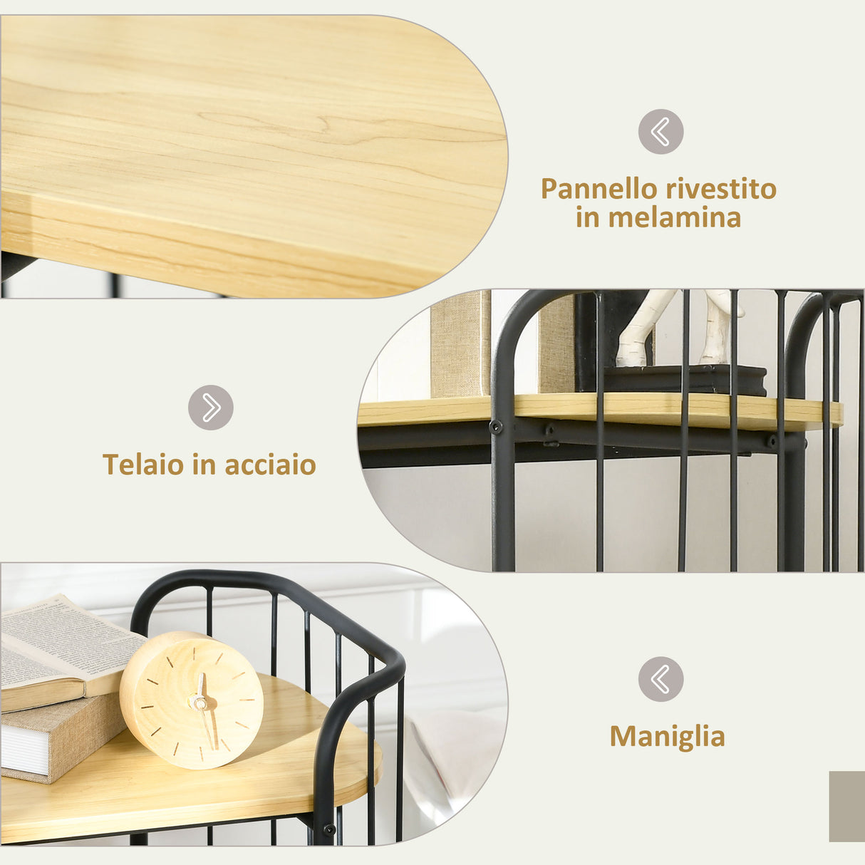 easycomfort easycomfort carrello da cucina multiuso a 3 livelli in truciolato e acciaio con maniglia e 4 ruote 79x38x95 cm