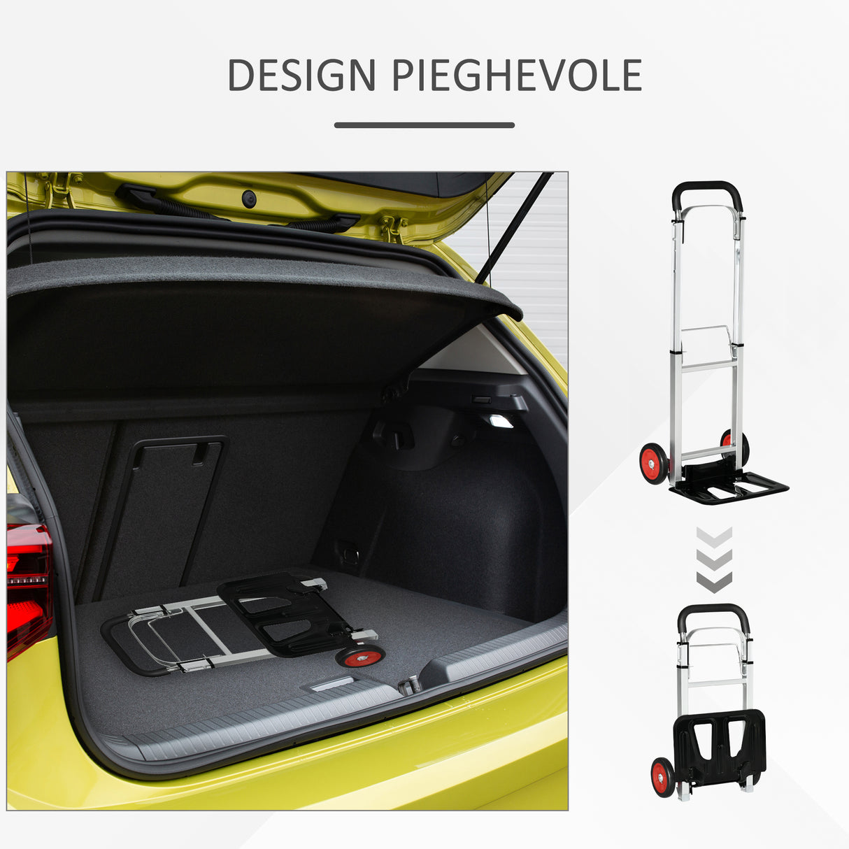 easycomfort easycomfort carrello portapacchi pieghevole in alluminio e acciaio con maniglia telescopica e 2 ruote in eva 40x41x107 cm