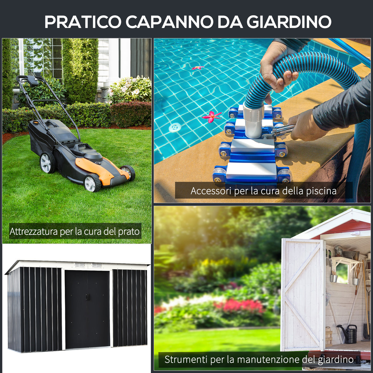 easycomfort easycomfort casetta da giardino porta utensili in lamiera di acciaio capanno da giardino in acciaio con porte scorrevoli 280x130x172cm grigio nero