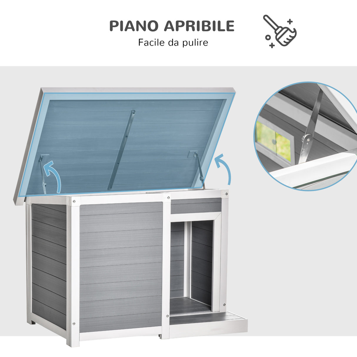 easycomfort easycomfort casetta per cani da esterno con tetto apribile e finestra 102x70x73cm grigio