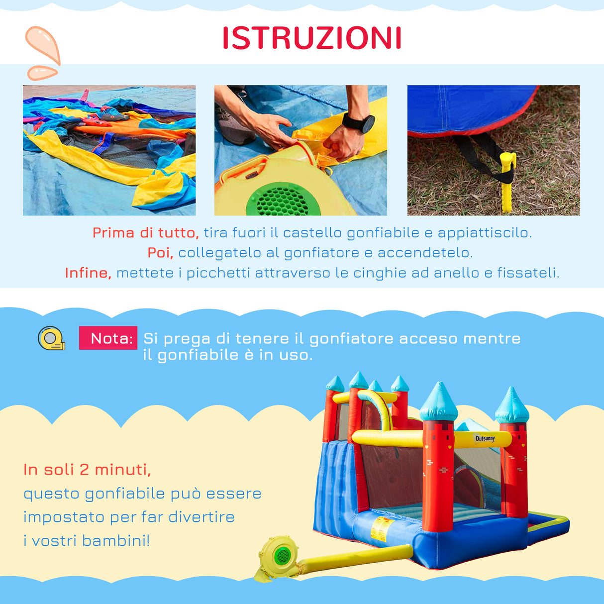 easycomfort easycomfort castello gonfiabile 4 in 1 per bimbi 3 8 anni con scivolo e piscina 290x270x230cm