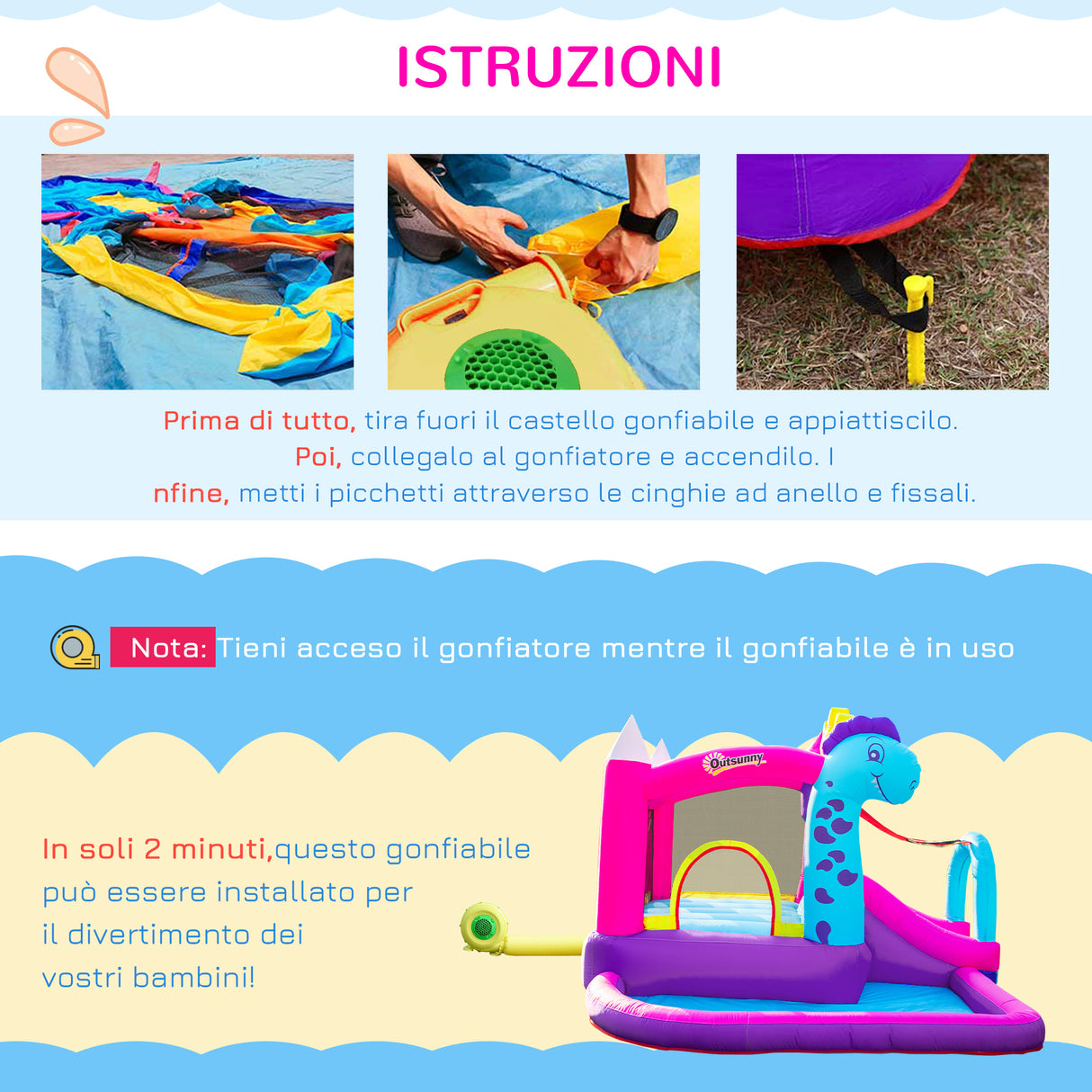 easycomfort easycomfort castello gonfiabile per bambini 3 8 anni con scivolo piscina e trampolino 3x2 7x2m