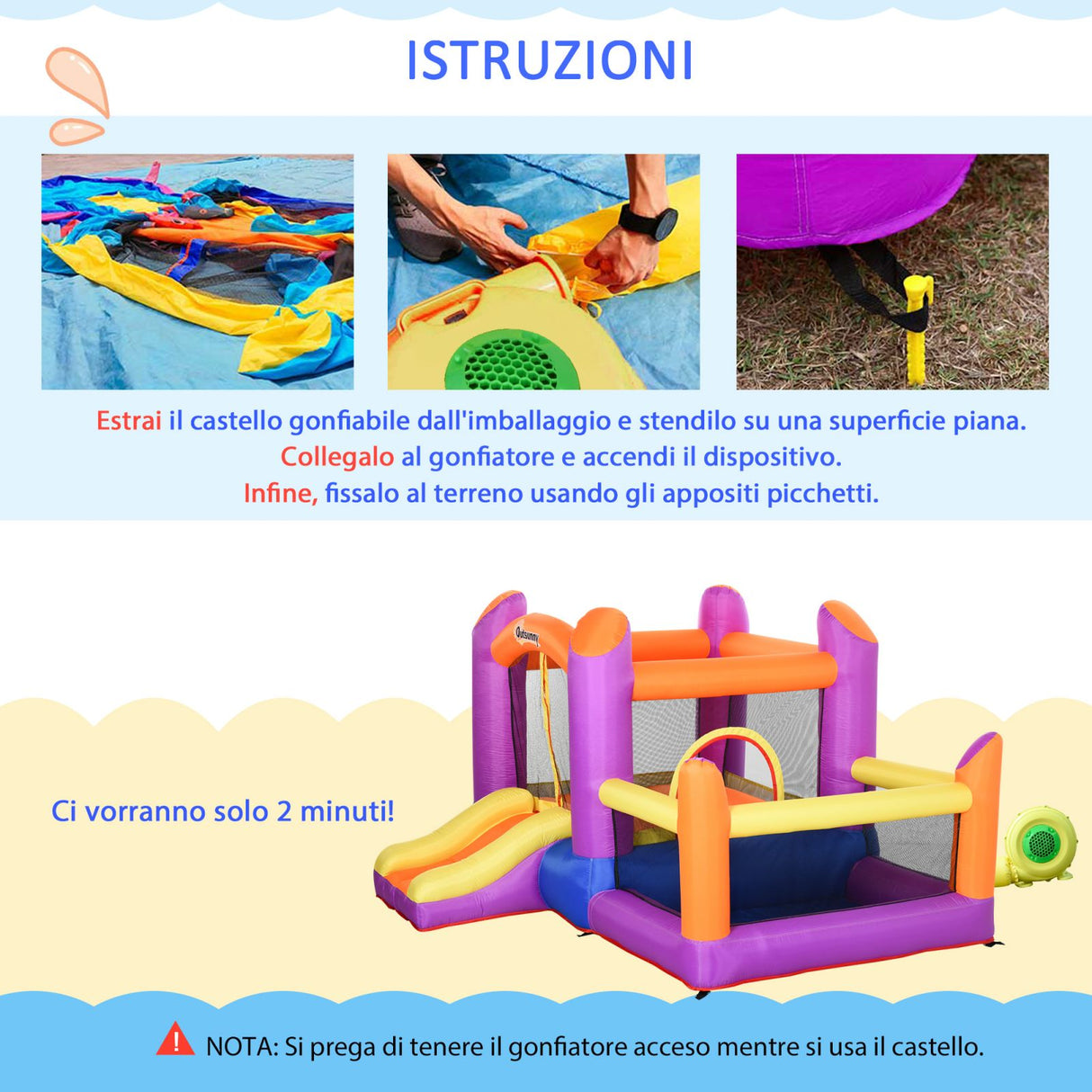 easycomfort easycomfort castello gonfiabile per bambini con scivolo e piscina multicolor ean 8055776915463