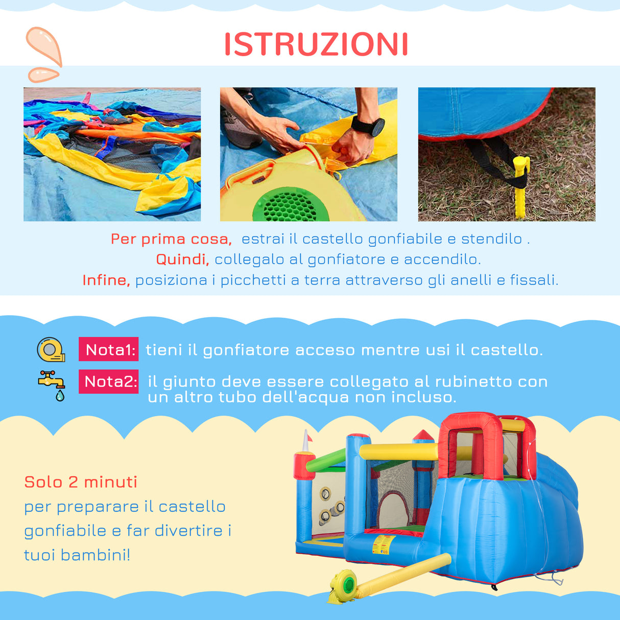 easycomfort easycomfort castello gonfiabile per bambini con scivolo trampolino e piscina 390x300x197cm