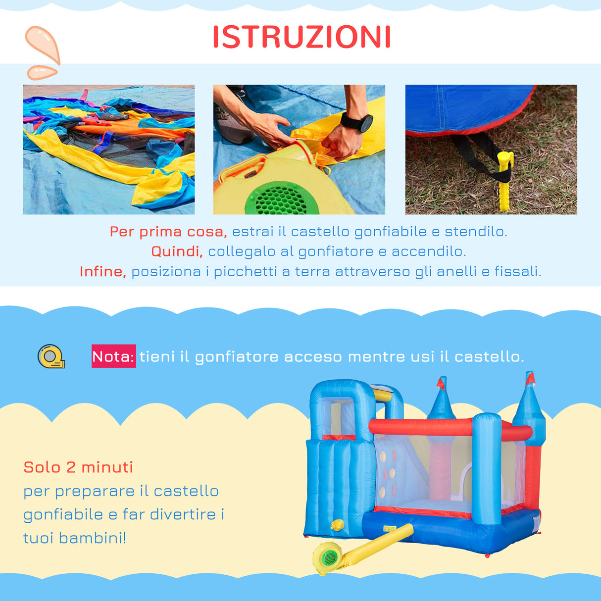 easycomfort easycomfort castello gonfiabile per bambini con scivolo trampolino piscina e parete da arrampicata 333x280x210cm