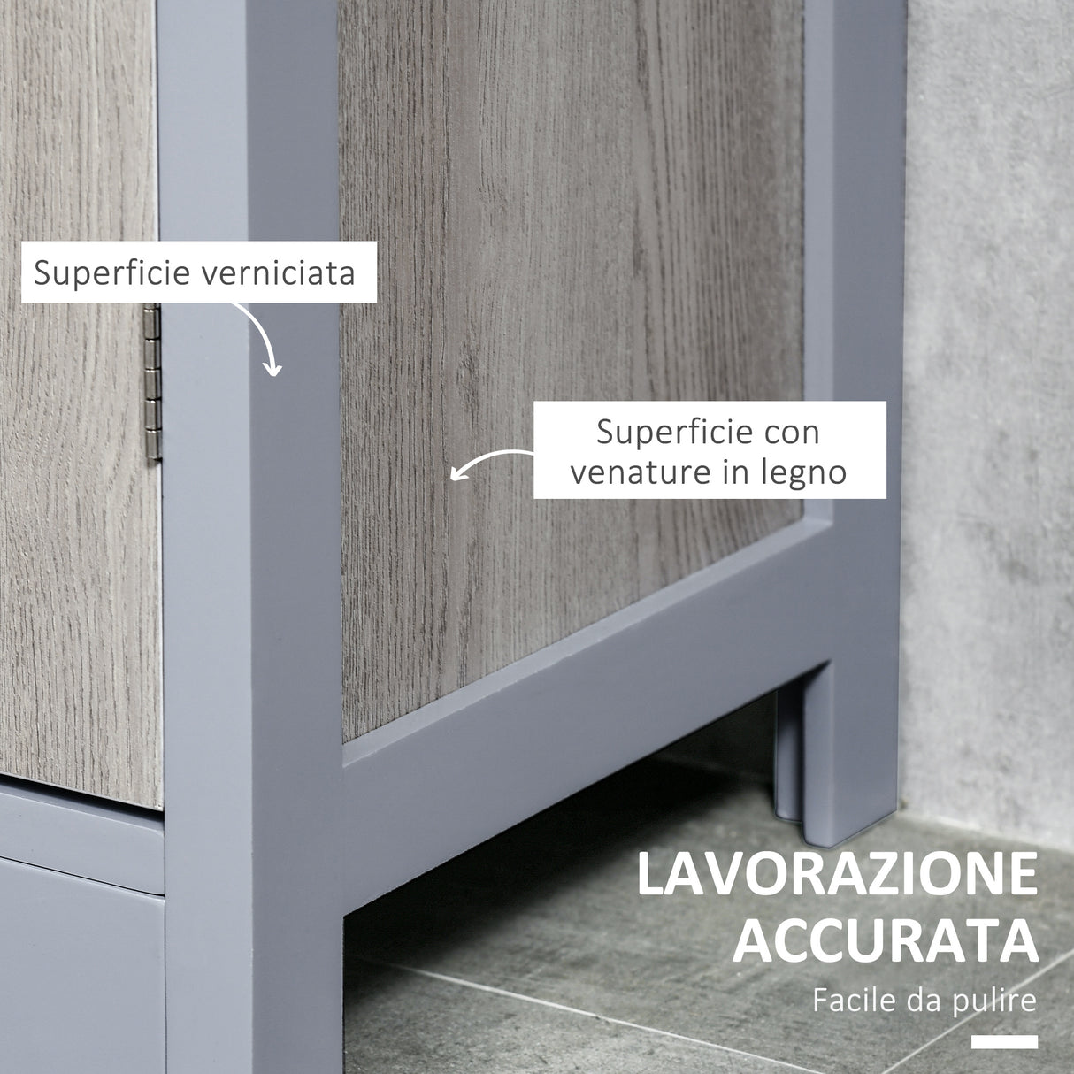 easycomfort easycomfort colonna bagno con 3 mensole e armadietto in legno mdf 40x30x160 grigio e legno naturale