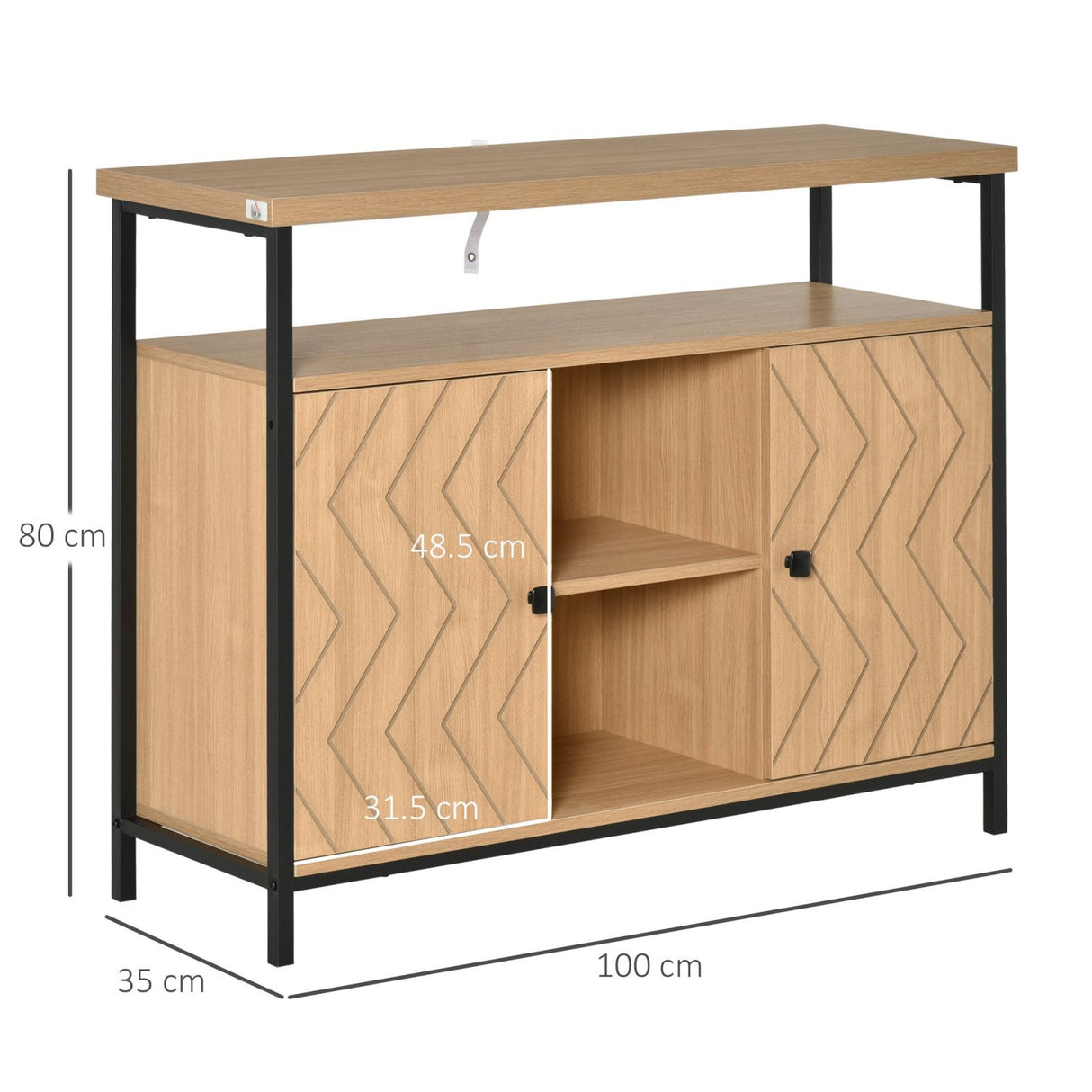 easycomfort easycomfort credenza con ante e vani aperti mobile consolle in mdf e metallo 100x35x80cm rovere