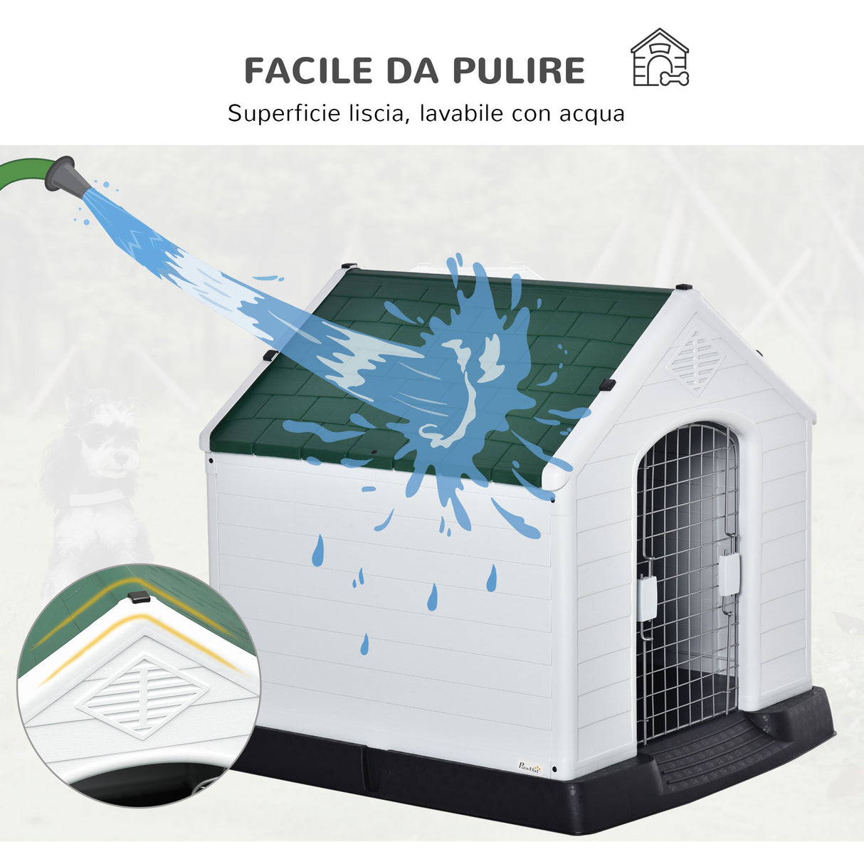 easycomfort easycomfort cuccia in plastica per cani medi da esterno e interno cancello rimovibile 78x87x81cm bianco