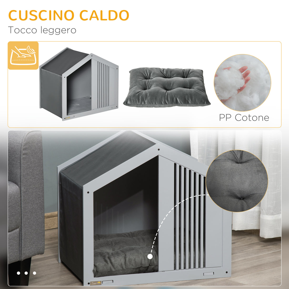 easycomfort easycomfort cuccia per cani a casetta in tessuto e legno per animali fino a 12kg grigio