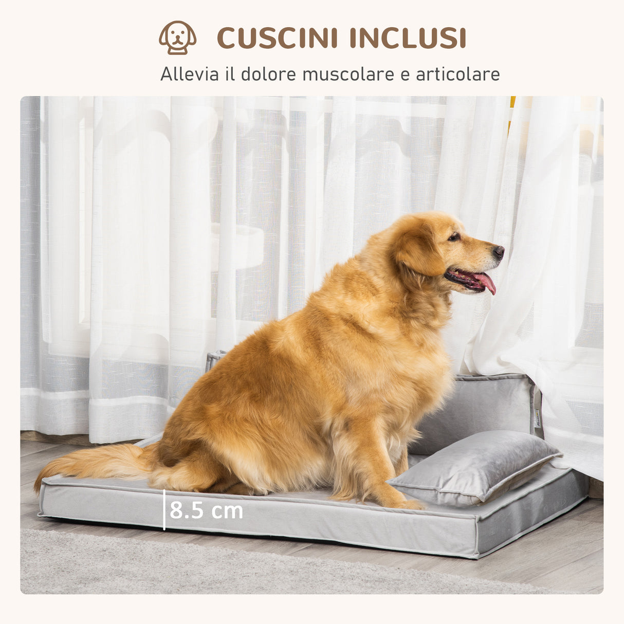 easycomfort easycomfort cuccia per cani e gatti da interni con cuscini rimovibili e lavabili lettino per cani imbottito 99x71x28cm grigio