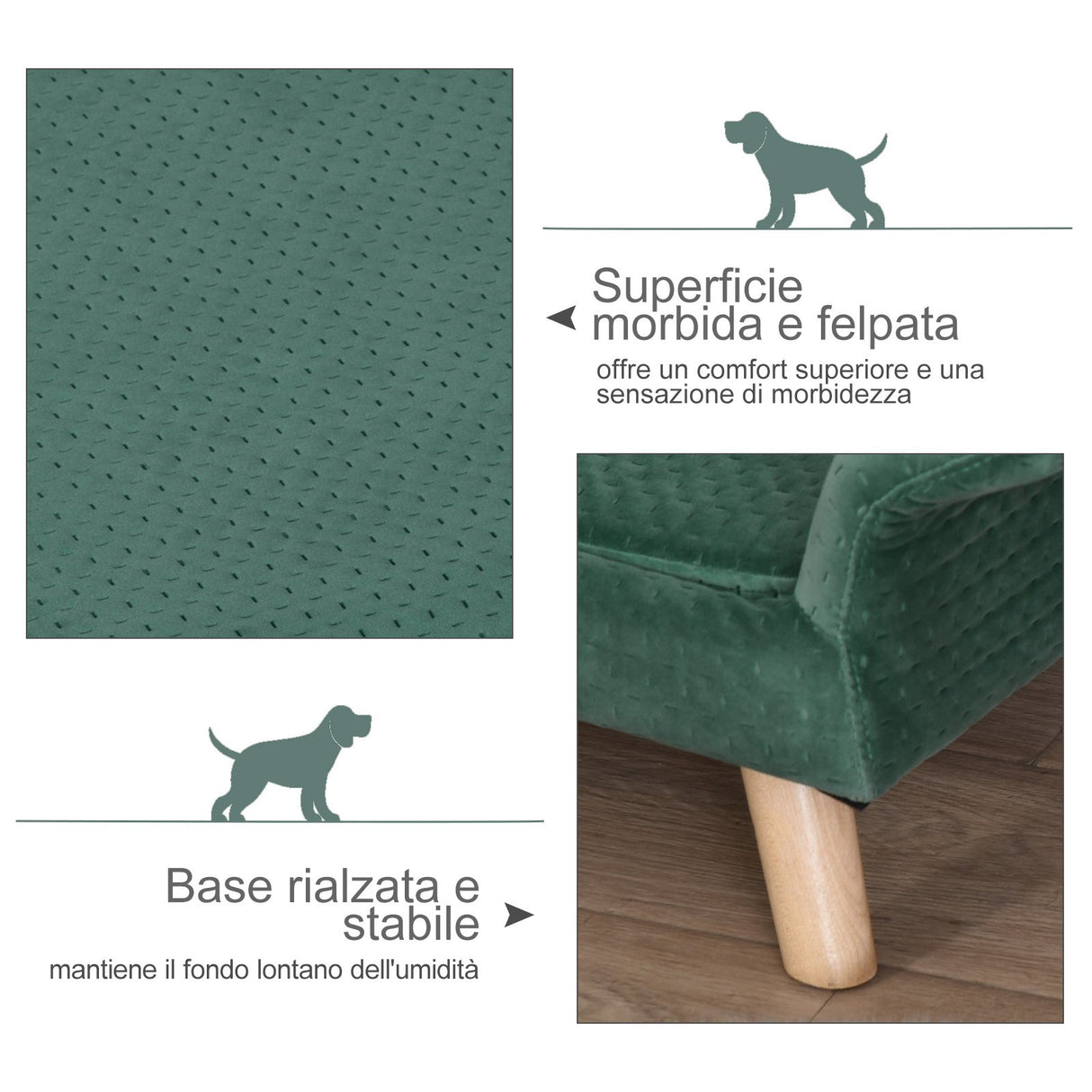 easycomfort easycomfort divanetto per cani e gatti con braccioli e schienale cuccia di design in velluto verde chiaro
