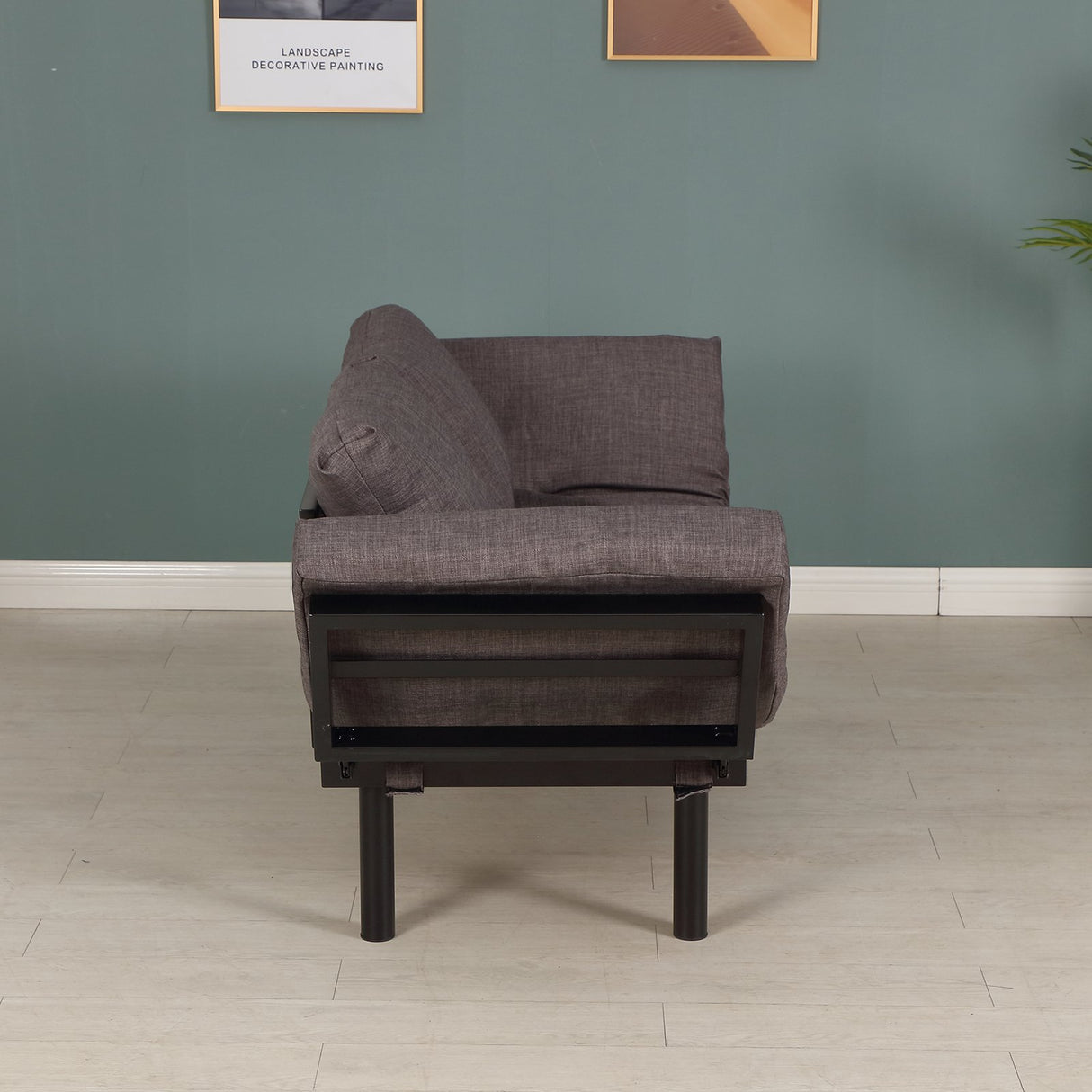 easycomfort easycomfort divano letto chaise longue regolabile 5 posizioni in acciaio nero e rivestimenti in lino grigio ean 8055776911618