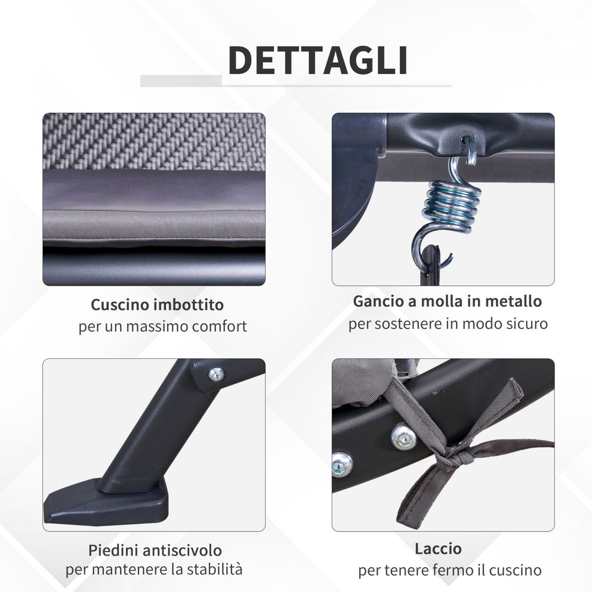 easycomfort easycomfort dondolo da giardino 3 posti in rattan pe con tettuccio regolabile e cuscino grigio