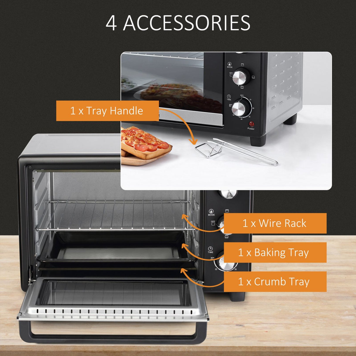 easycomfort easycomfort fornetto elettrico 28l timer e temperatura regolabile 3 modalita di cottura e accessori 48 6x36 3x32cm argentonero