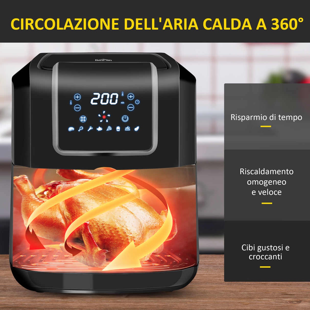 easycomfort easycomfort friggitrice ad aria 8 in 1 da 6 5 litri 1700w con 12 programmi accessori e schermo led nera