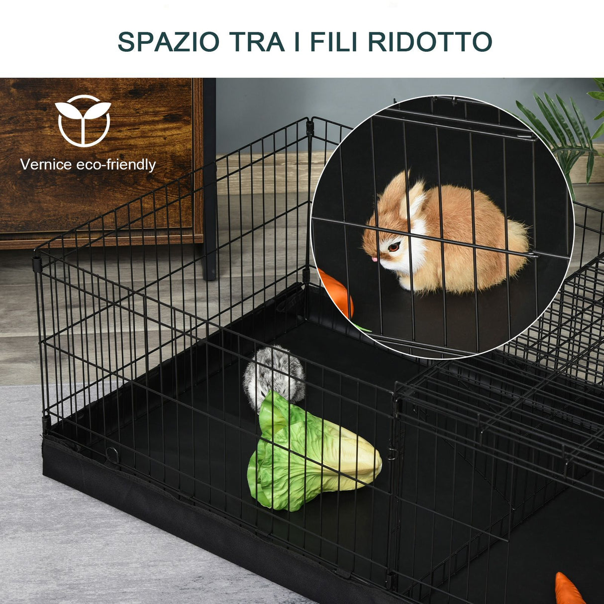 easycomfort easycomfort gabbia per roditori in metallo e tela nera 118x59x36cm