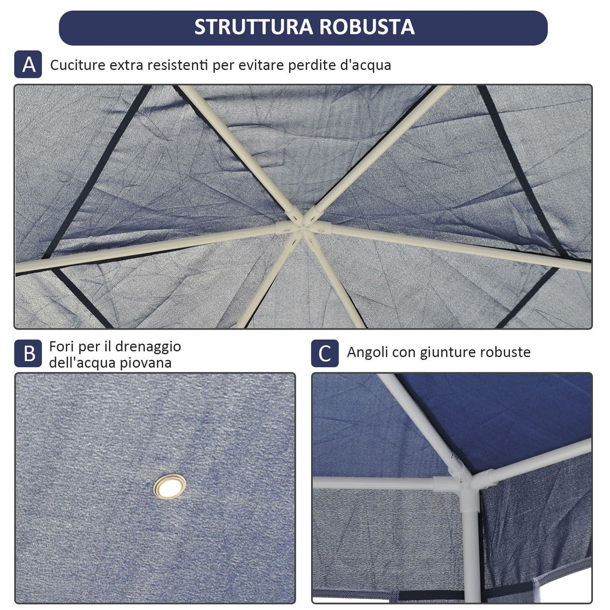 easycomfort easycomfort gazebo esagonale da giardino struttura in ferro con 6 zanzariere blubianco195x250x197cm ean 8054144138510