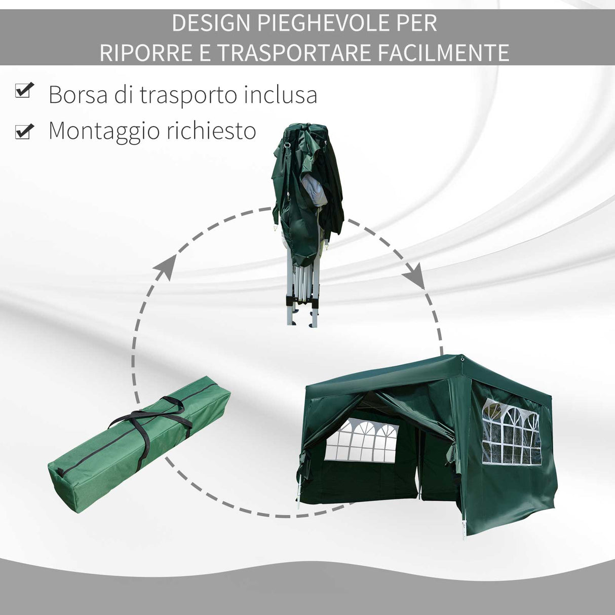 easycomfort easycomfort gazebo impermeabile con pannelli laterali pieghevole 3x3m verde ean 8054144134048