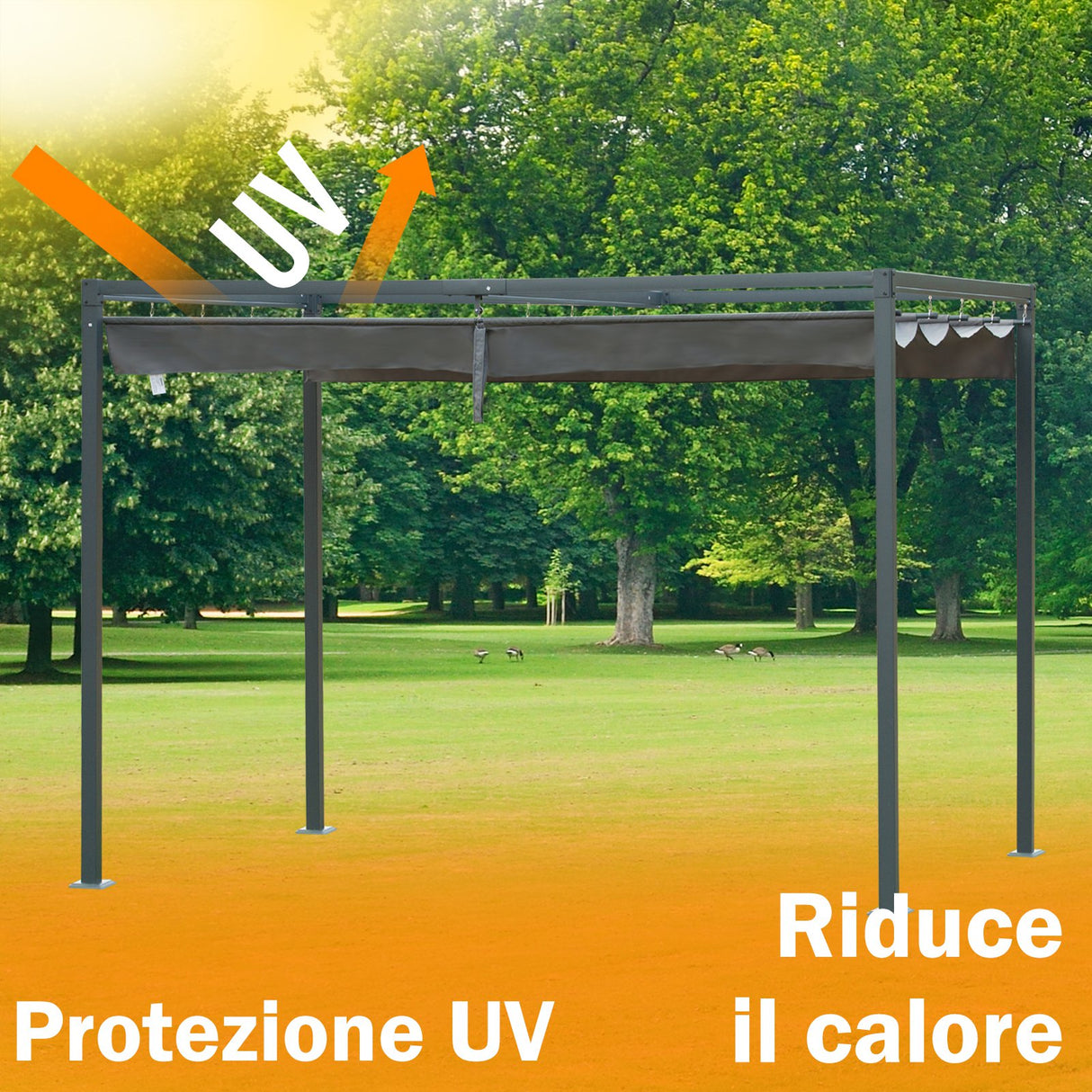 easycomfort easycomfort gazebo pergola con telo scorrevole per esterni 298 x 213 x 222 cm ean 8054144135052