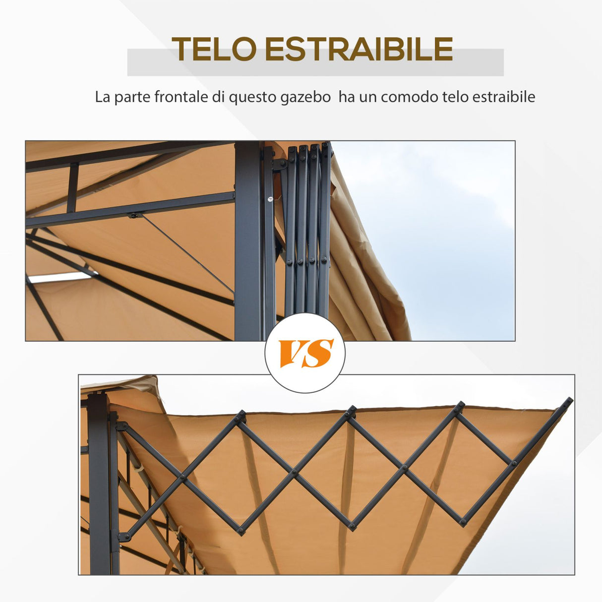 easycomfort easycomfort gazebo pergola da esterno con doppio tettuccio e telo estraibile ean 8055776915012