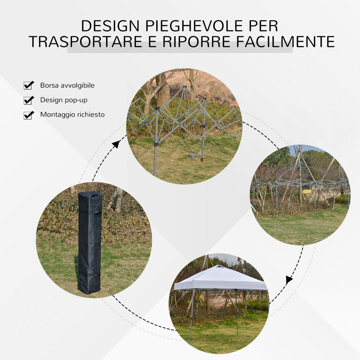 easycomfort easycomfort gazebo pieghevole 3x3m da giardino ed esterno in metallo e tessuto oxford bianco ean 8055776910901